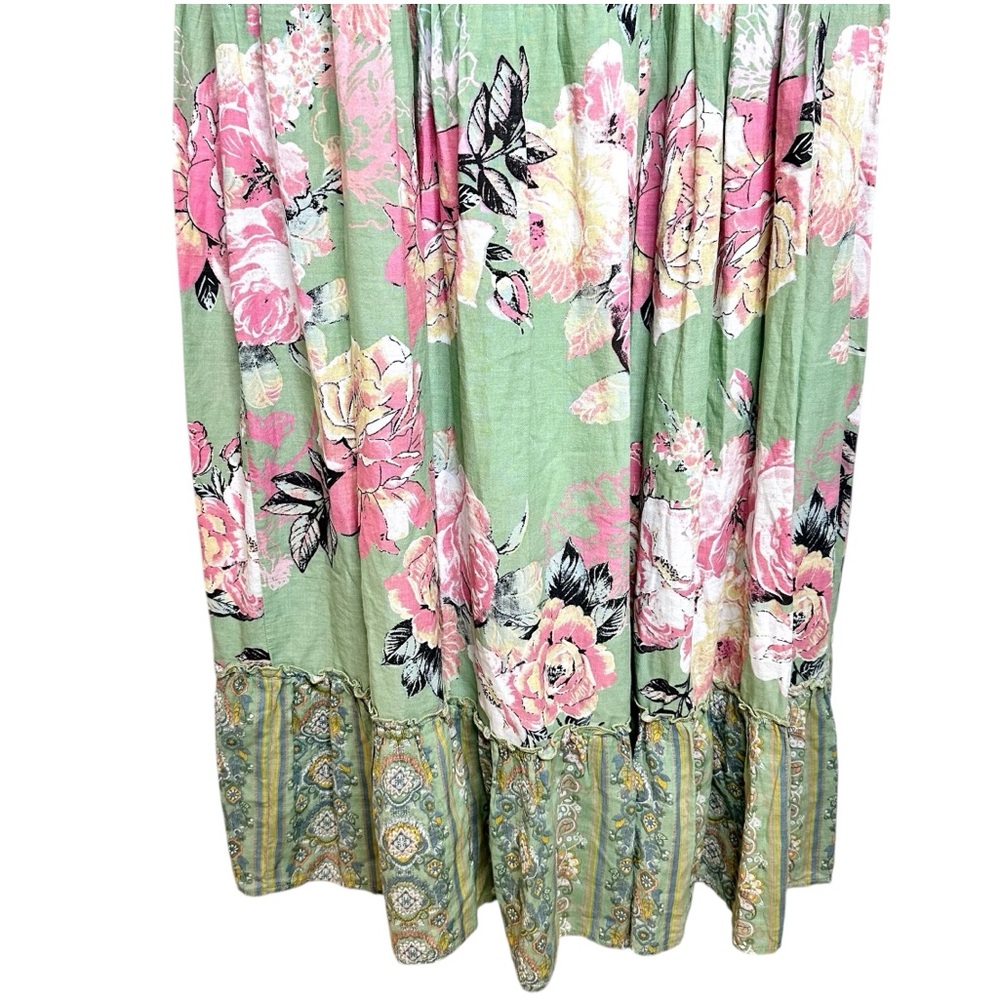NWT Davi & Dani Vintage Print Tiered Maxi Dress Sage Green Medium Floral - Picture 10 of 16